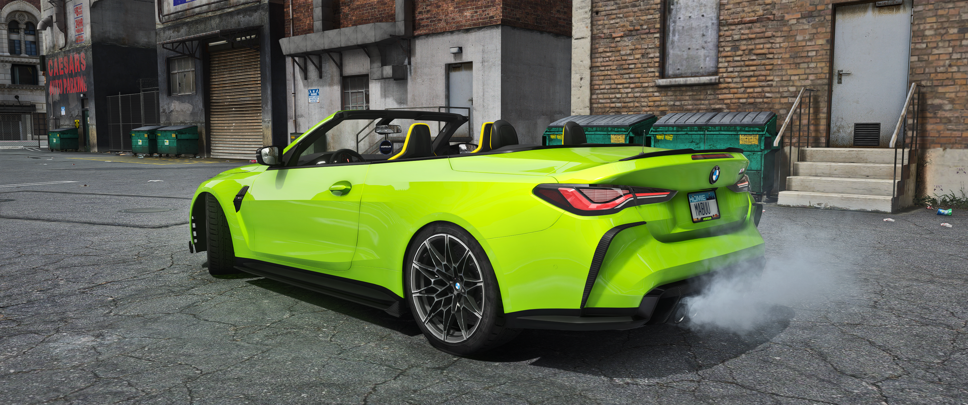 BMW M4 G83 Sport Tech FiveM vehicle mod side view with realistic textures and animated roof