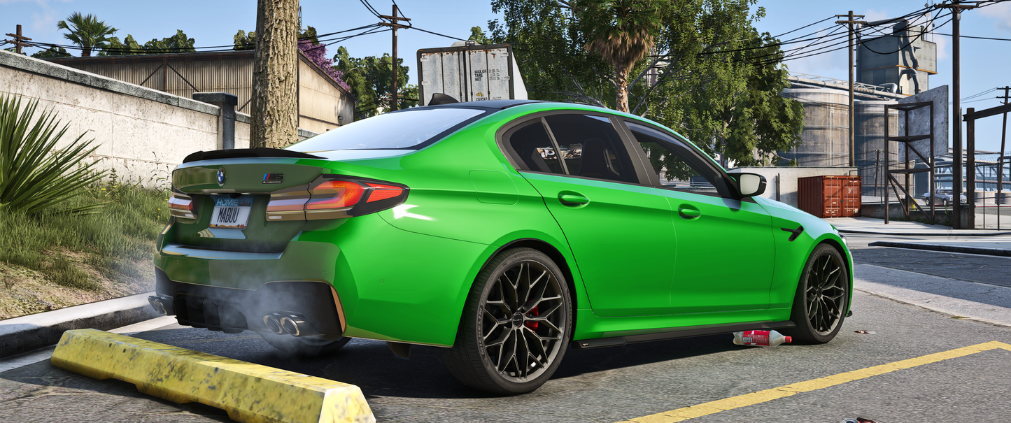 BMW M5 F90 2022 FiveM vehicle mod side view with realistic textures