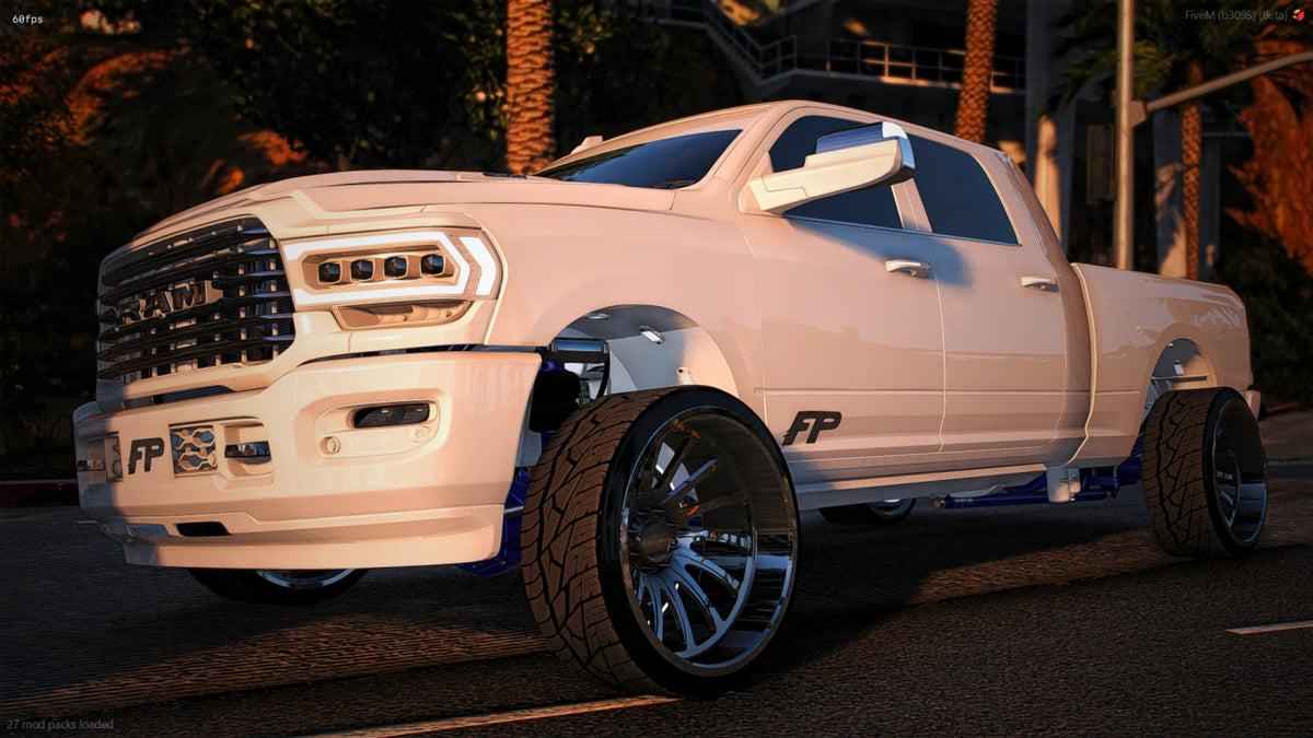 Front view of Custom Big Turbo Dodge Ram FiveM mod