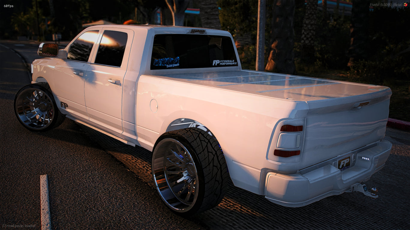 Side profile of Custom Big Turbo Dodge Ram mod for FiveM