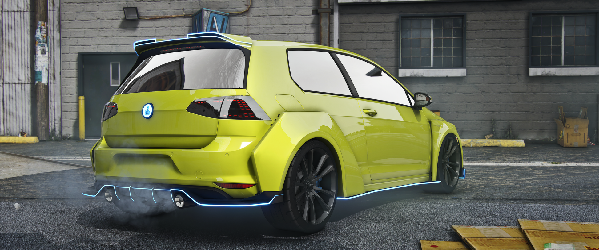 Side view of (Debadged) Volkswagen Golf ABT GTA V vehicle mod for FiveM