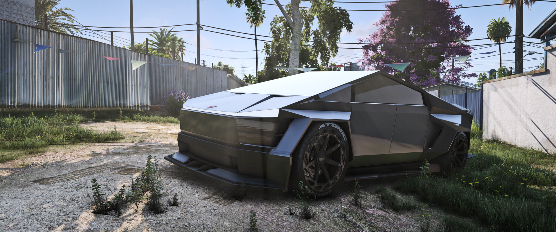 Front view of (Debadged) Zephyr Cyber Truck GTA V mod for FiveM