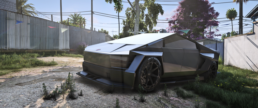 Front view of (Debadged) Zephyr Cyber Truck GTA V mod for FiveM