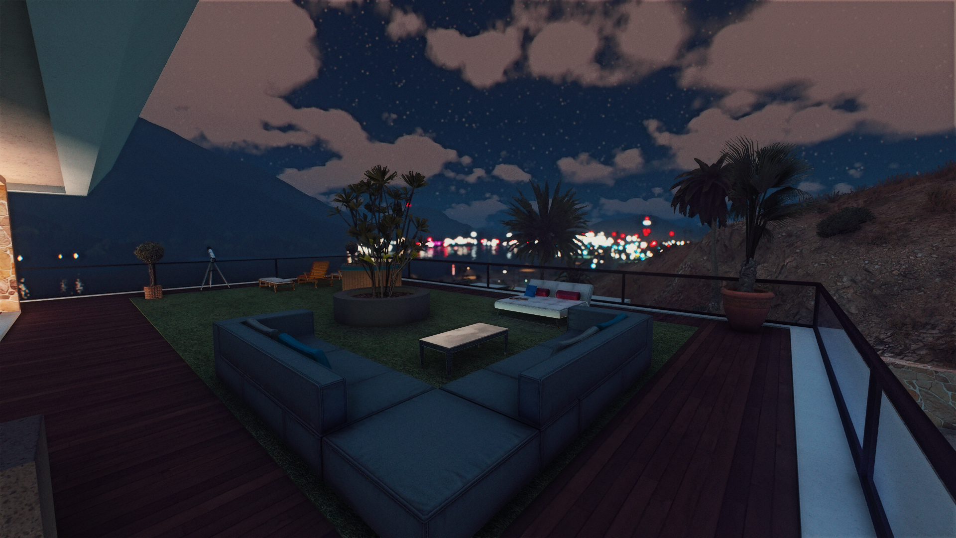 Night view of Desert Mansion 2.0 FiveM map