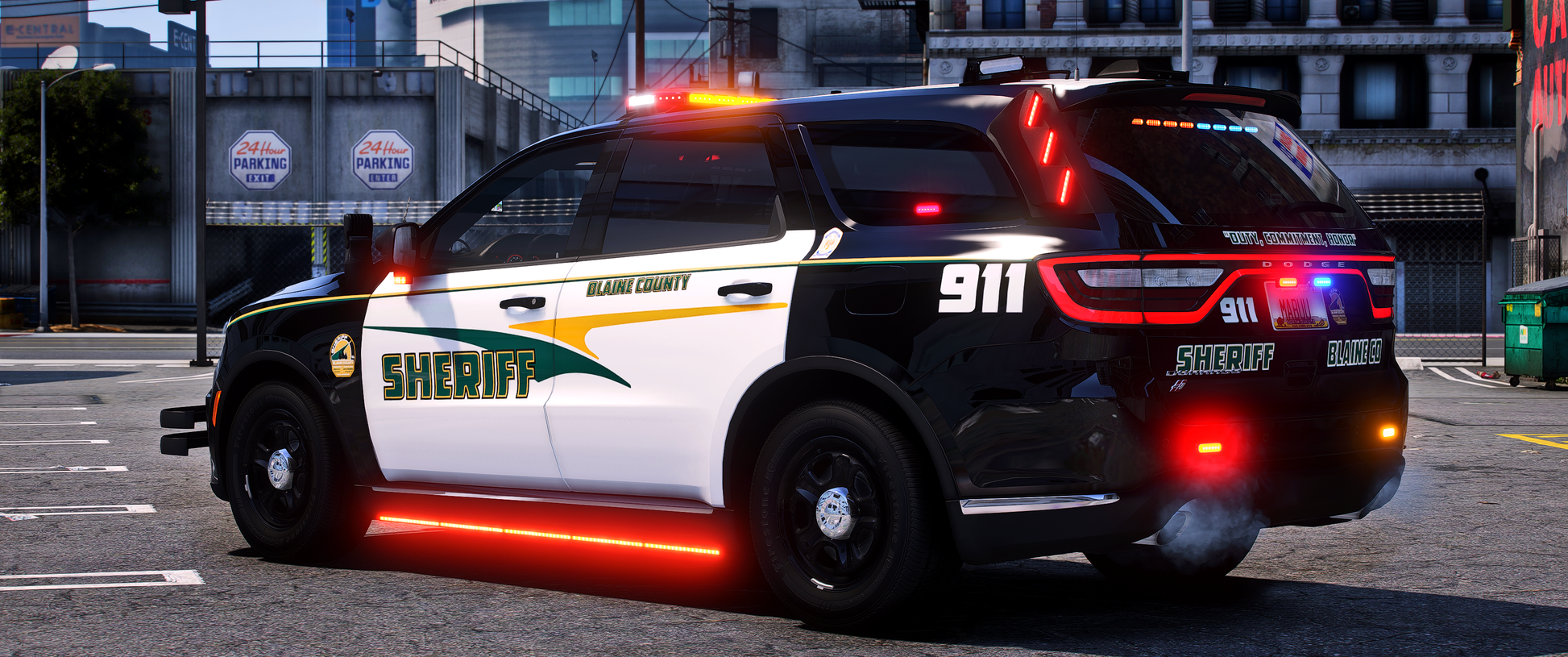 [ELS] Dodge Durango 2025 Police FiveM vehicle side view showing police decals