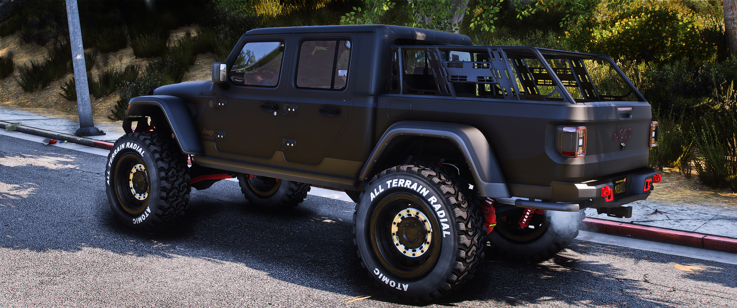 Jeep Gladiator 2021 Lifted FiveM vehicle side view with lifted suspension