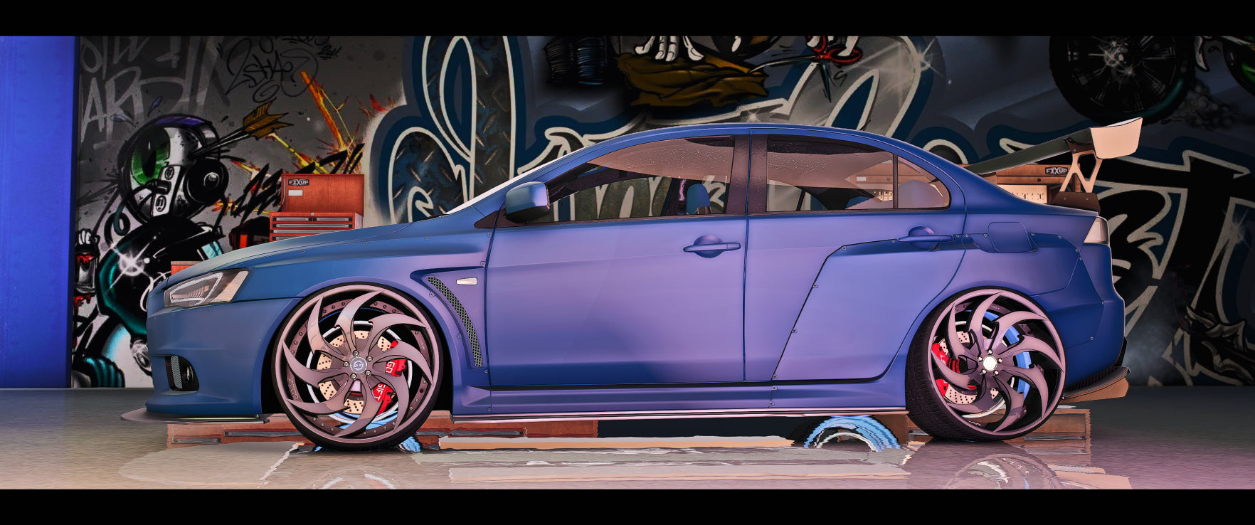 FORGED4 Wheels installed on FiveM vehicle front view