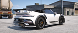 Side view of Debadged 2023 Porsche 911 Turbo S Convertible