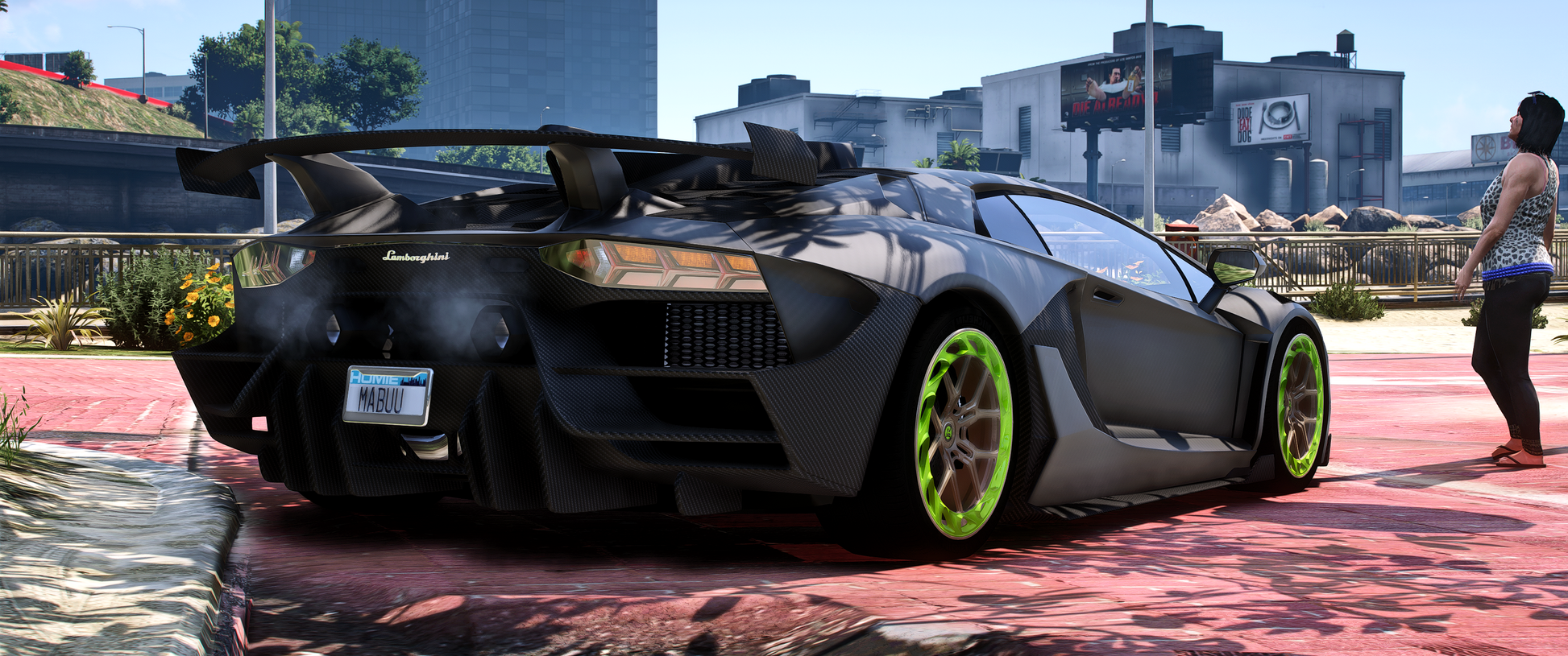Lamborghini Strad Aventador side view in FiveM