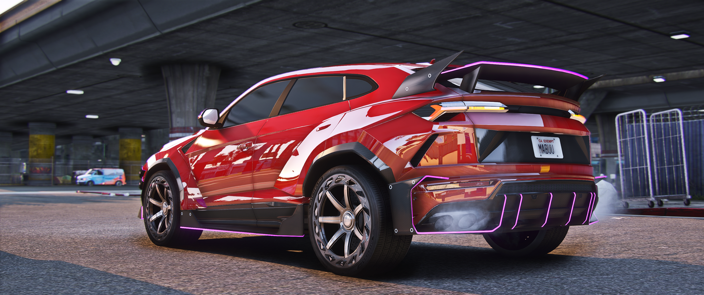 Side profile of Lamborghini Urus Hycade Edition with Animated Lights in FiveM