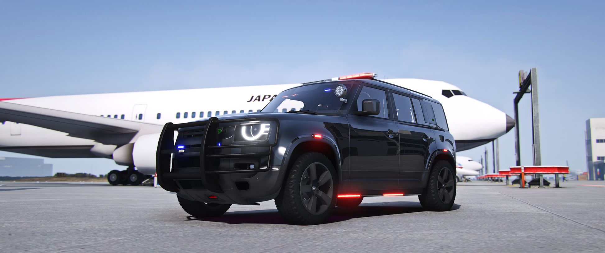 Front view of Land Rover Defender 110 EMS in FiveM GTA5