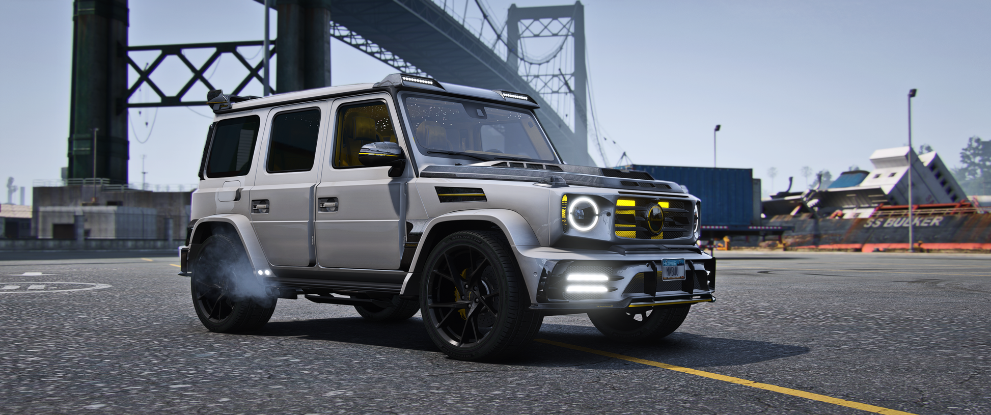 Front view of (Lore Friendly) Benefactor P900 Mansory GTA V mod for FiveM
