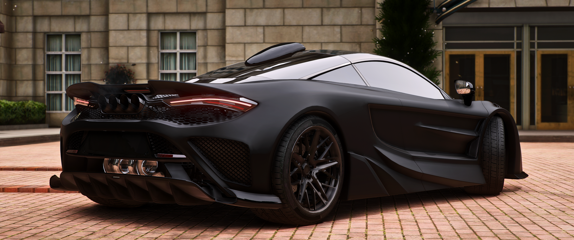 Debadged McLaren 765LT Abflug Twin Turbo FiveM Mod Side View