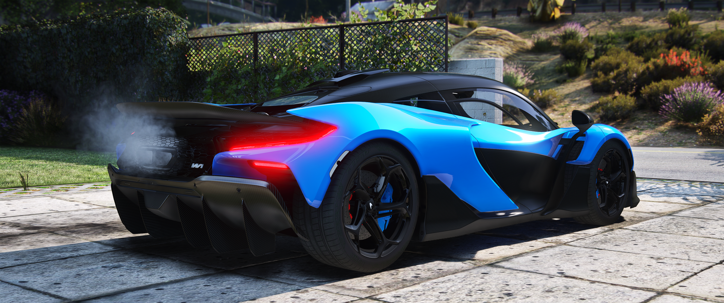 McLaren W1 side profile showcasing sleek design and speed in FiveM
