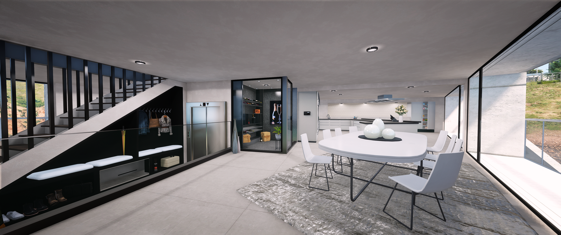 Balcony view of Jetty Highclass Apartment interior in FiveM
