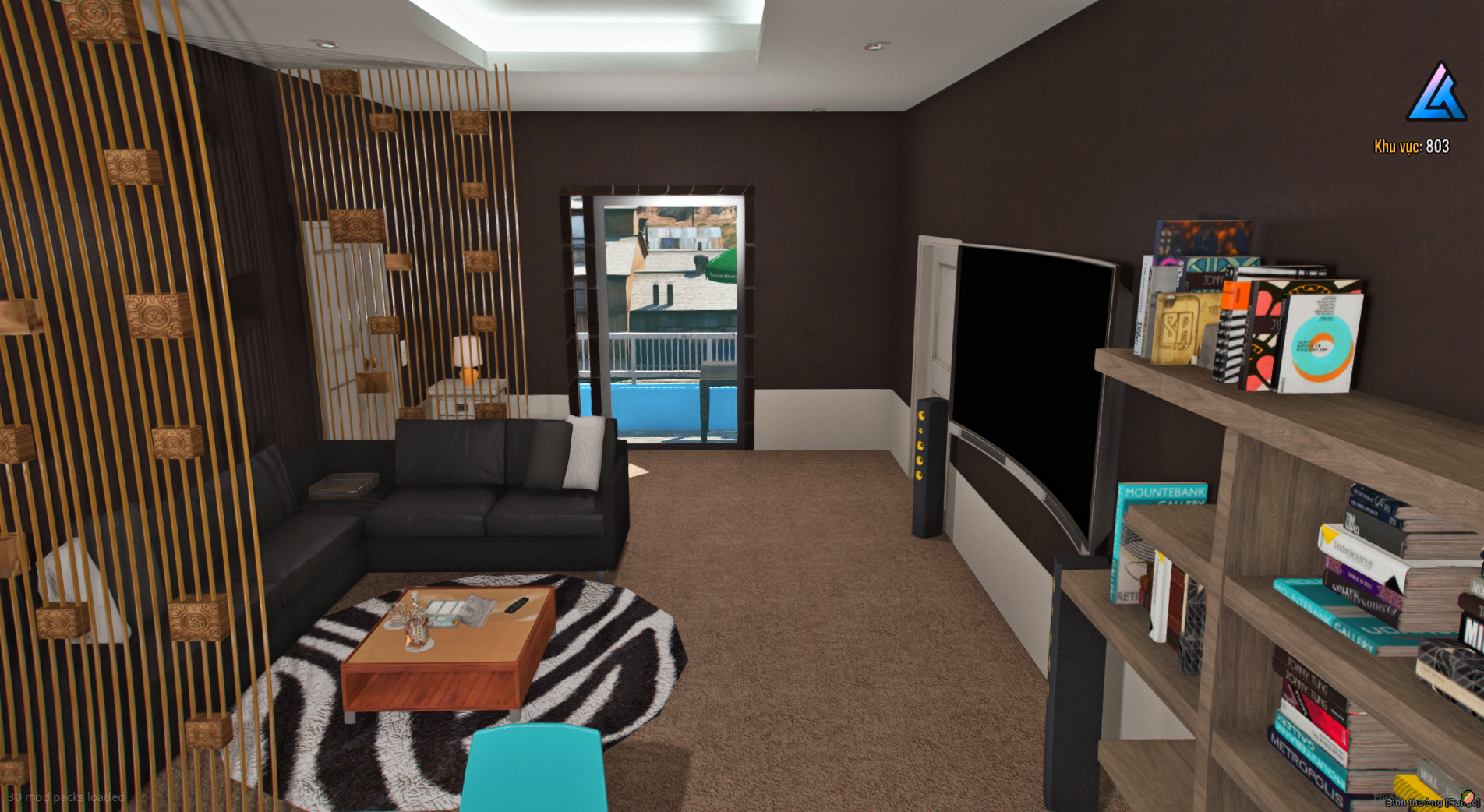 Bedroom interior at night
