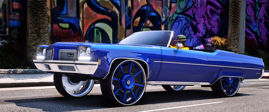 Front view of Oldsmobile Delta98 Vert Donk 1972 with animated roof