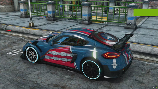 Porsche 981 Cayman Captain America Video [Animated 3D]