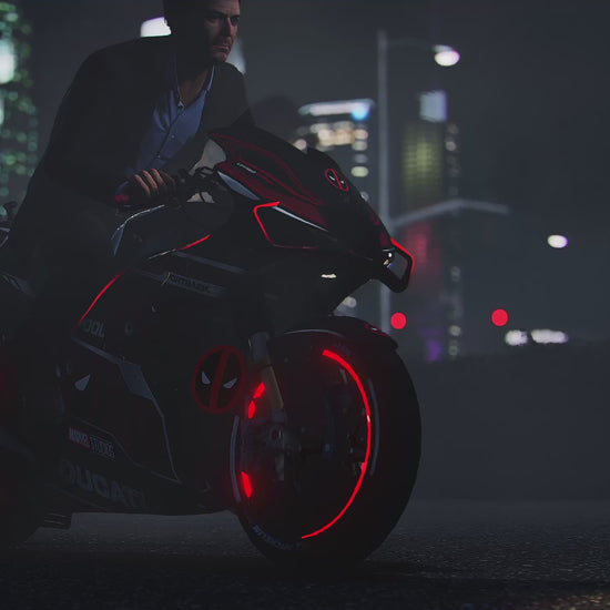 Front view of Ducati Desmosedici Deadpool with dynamic