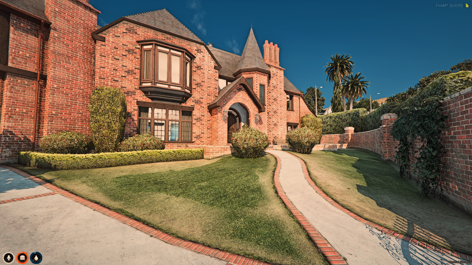 Front facade of Rockfordhills Brick Mansion with brick walls