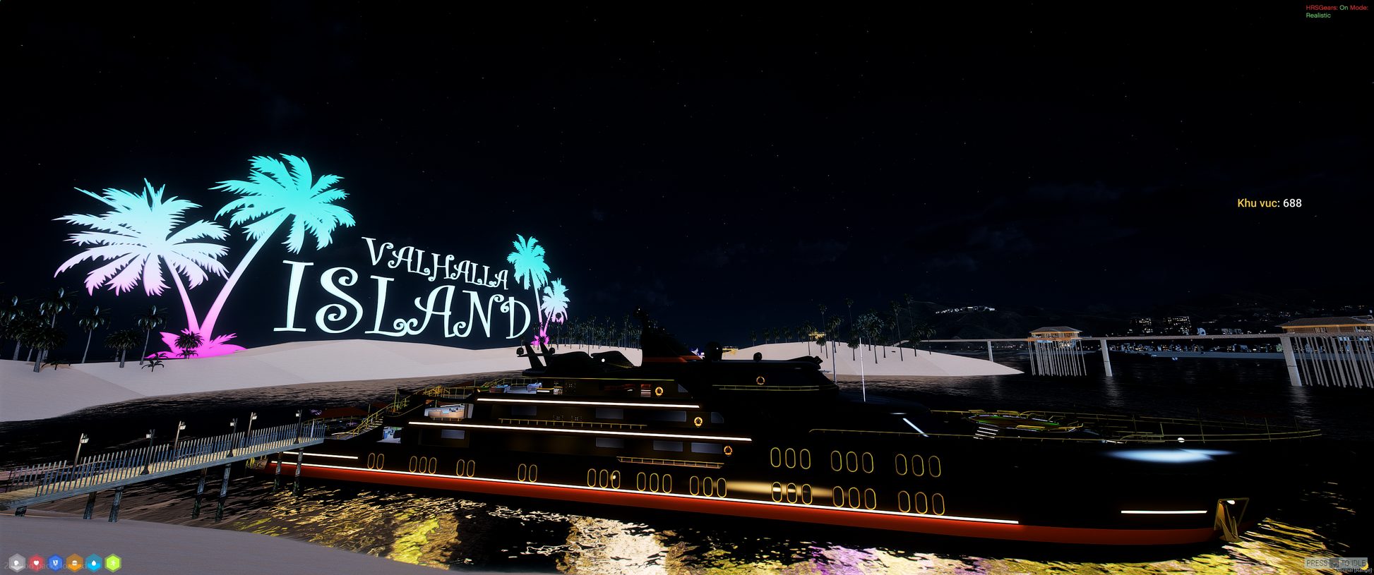 Night view of Valhalla Island map
